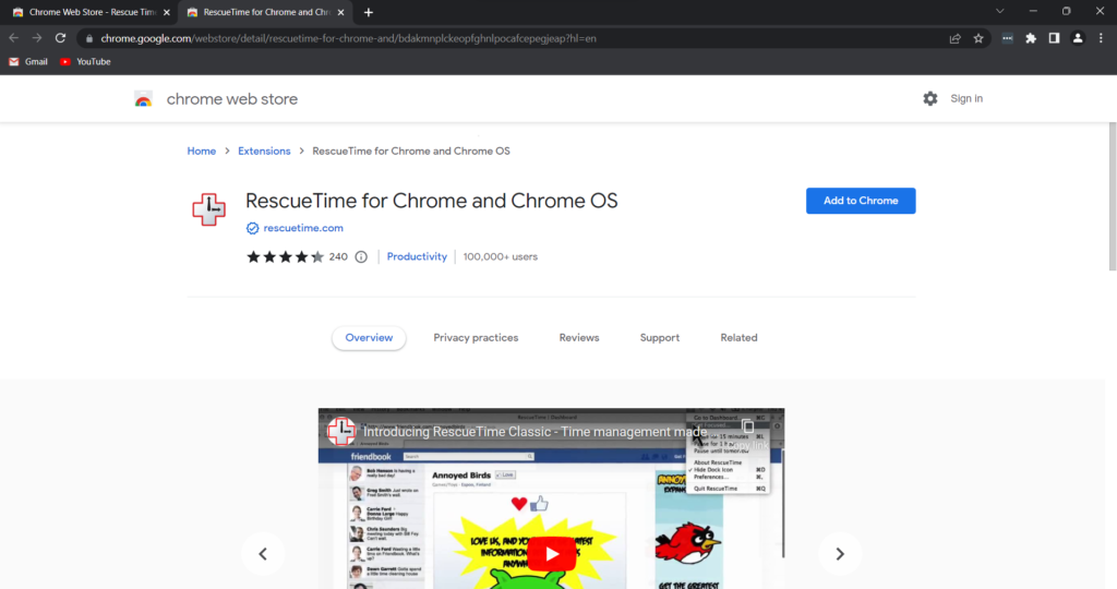 Rescuetime Chrome Extension