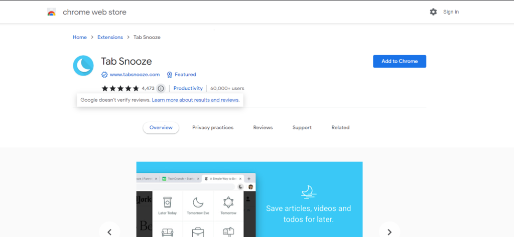Tab Snooze Chrome Extension