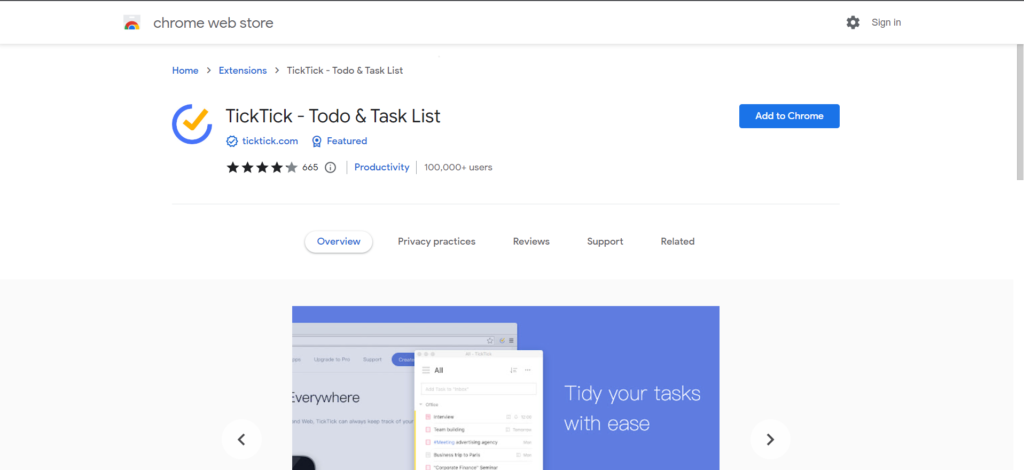 Ticktick Chrome Extension