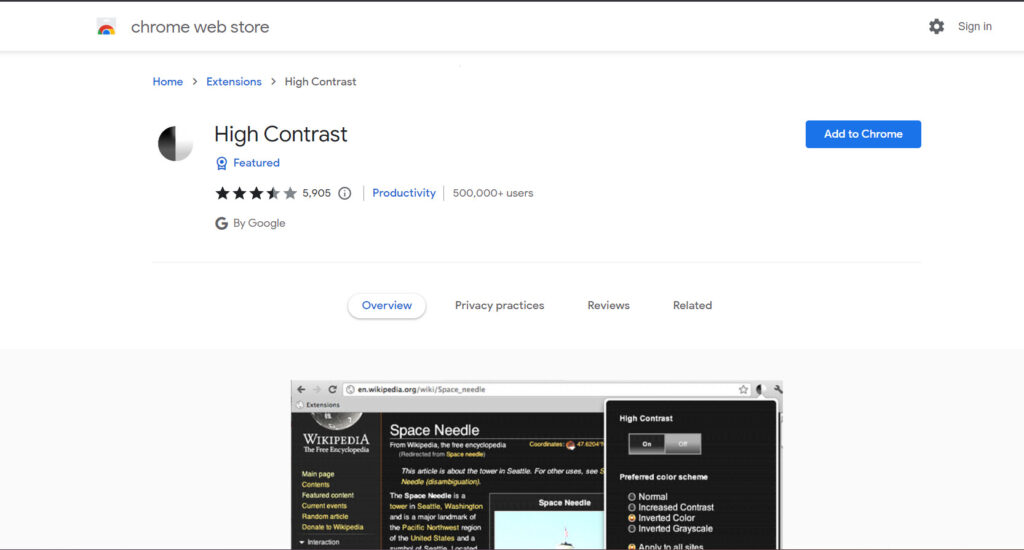 High Contrast Chrome Extension