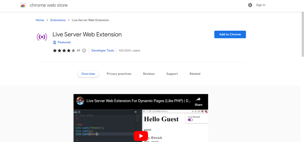 Live Server Web Extension