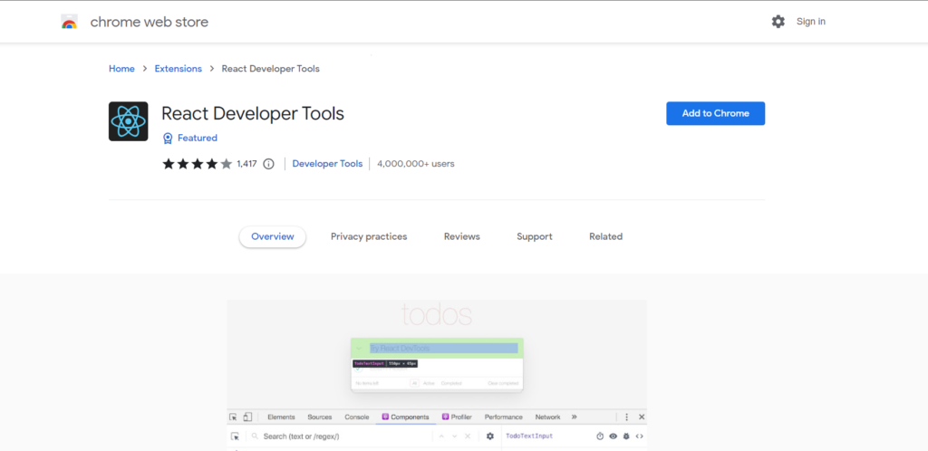 React Developer tools Chrome Extension