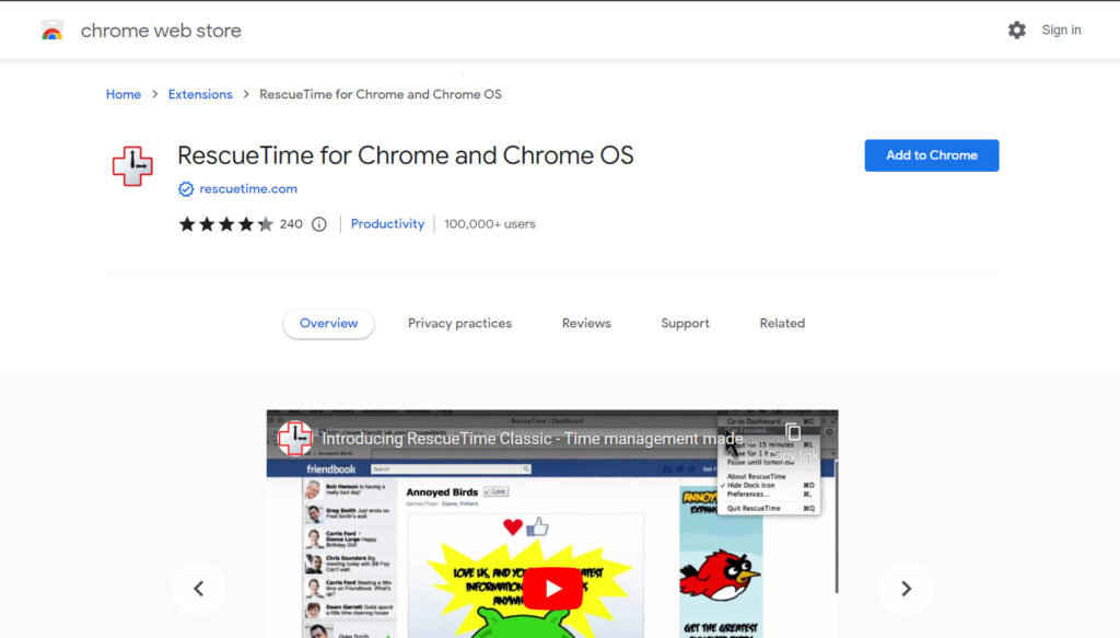 RescueTime for Chrome and Chrome OS