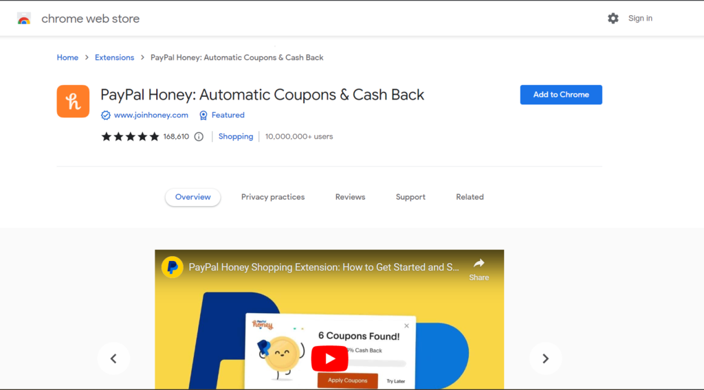 PayPal Honey Chrome Extension