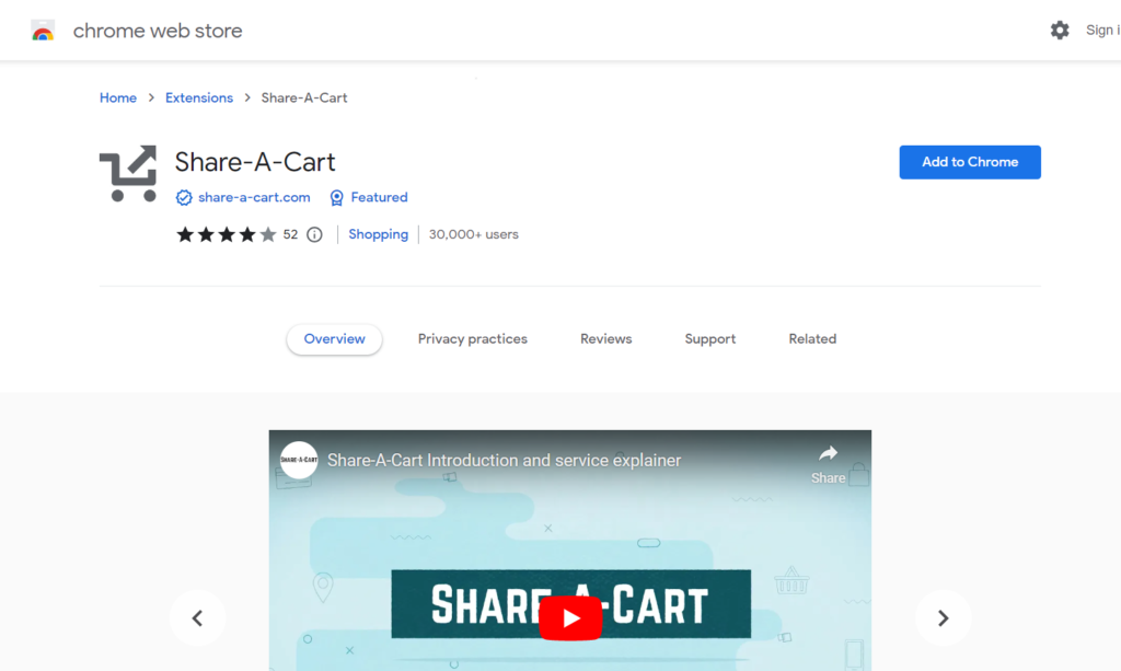 Share A Cart Chrome Extension