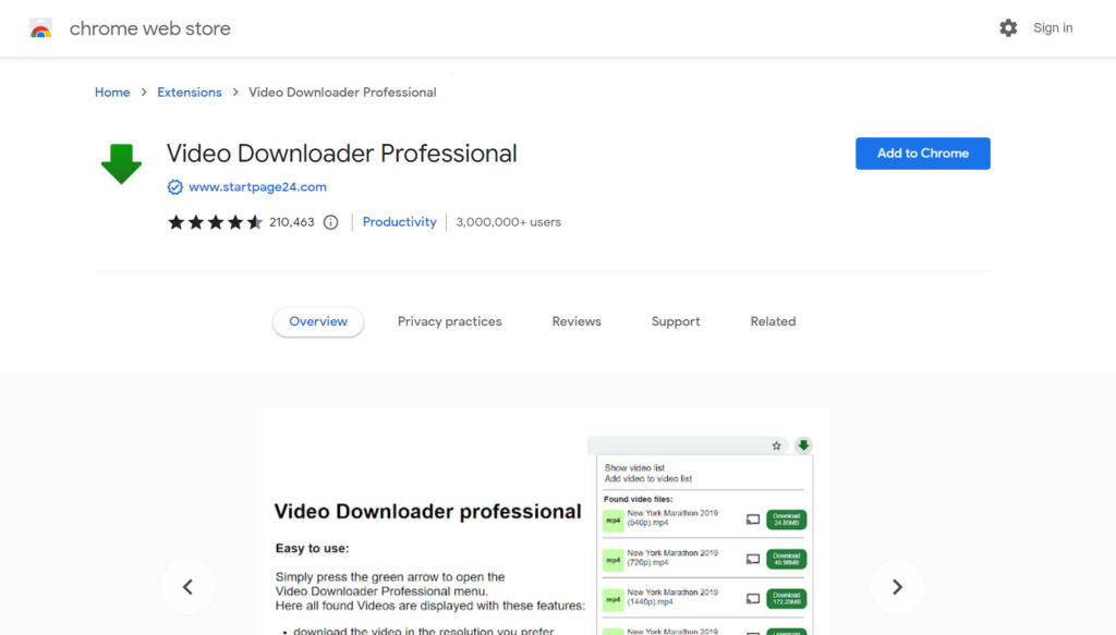 Video Downloader Professional Chrome Extension