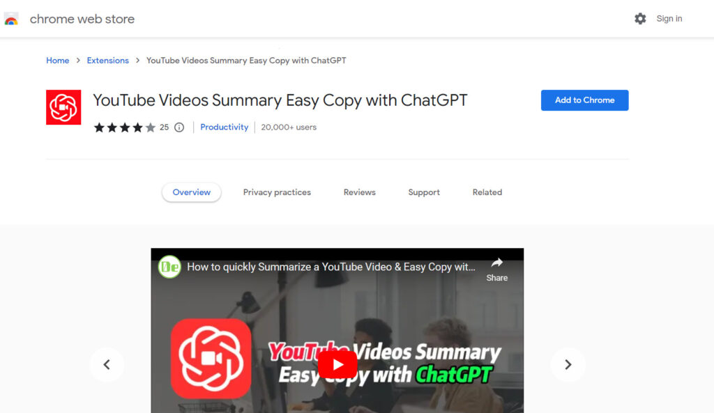 YouTube Videos Summary Easy Copy with chatGPT