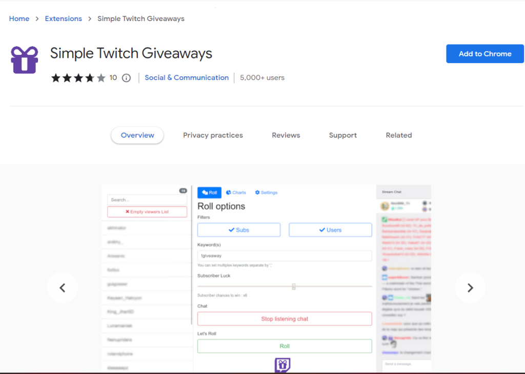 Simple Twitch Giveaways